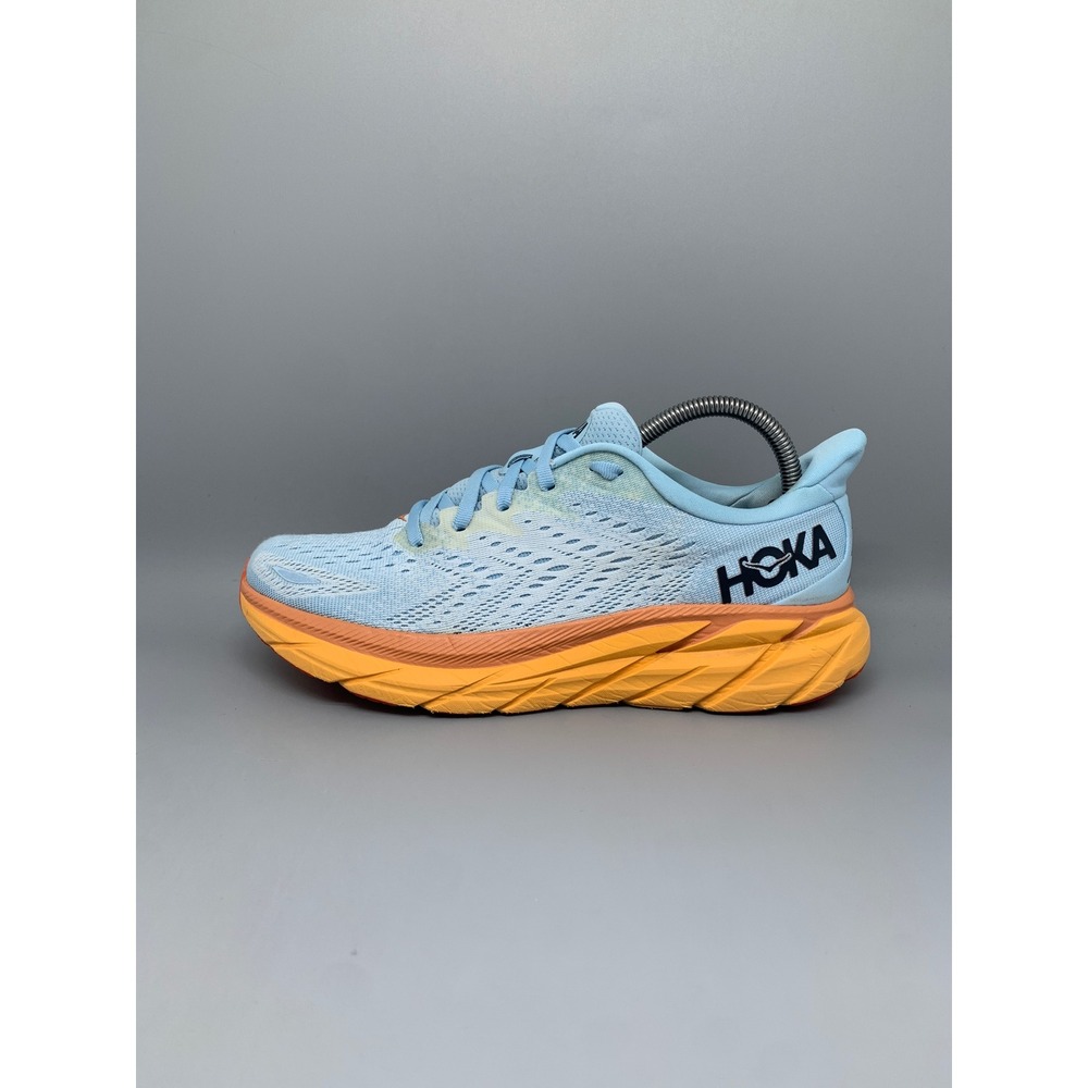 Hoka One Clifton 8 Blue Orange Running Shoes Women's Sz 9B - Picture 8 of 10